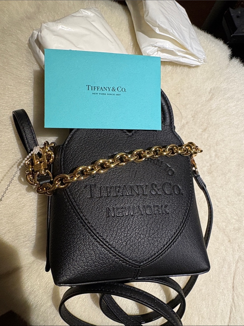 Tiffani and Co black leather mini bag removable strap - cutest designer bag- New - Picture 8 of 16